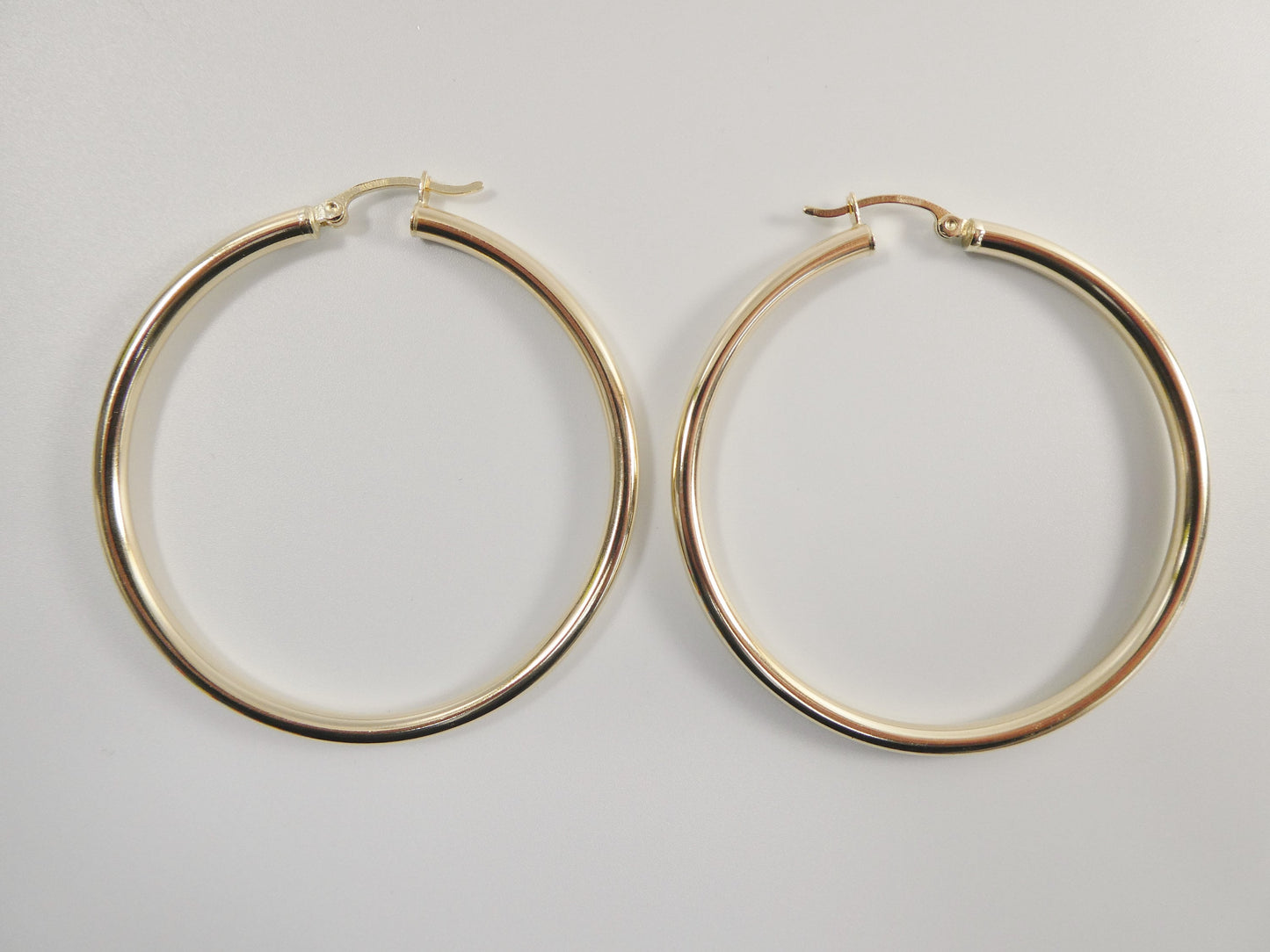real 10k solid yellow gold plain high polish 50mm hoop huggie earrings