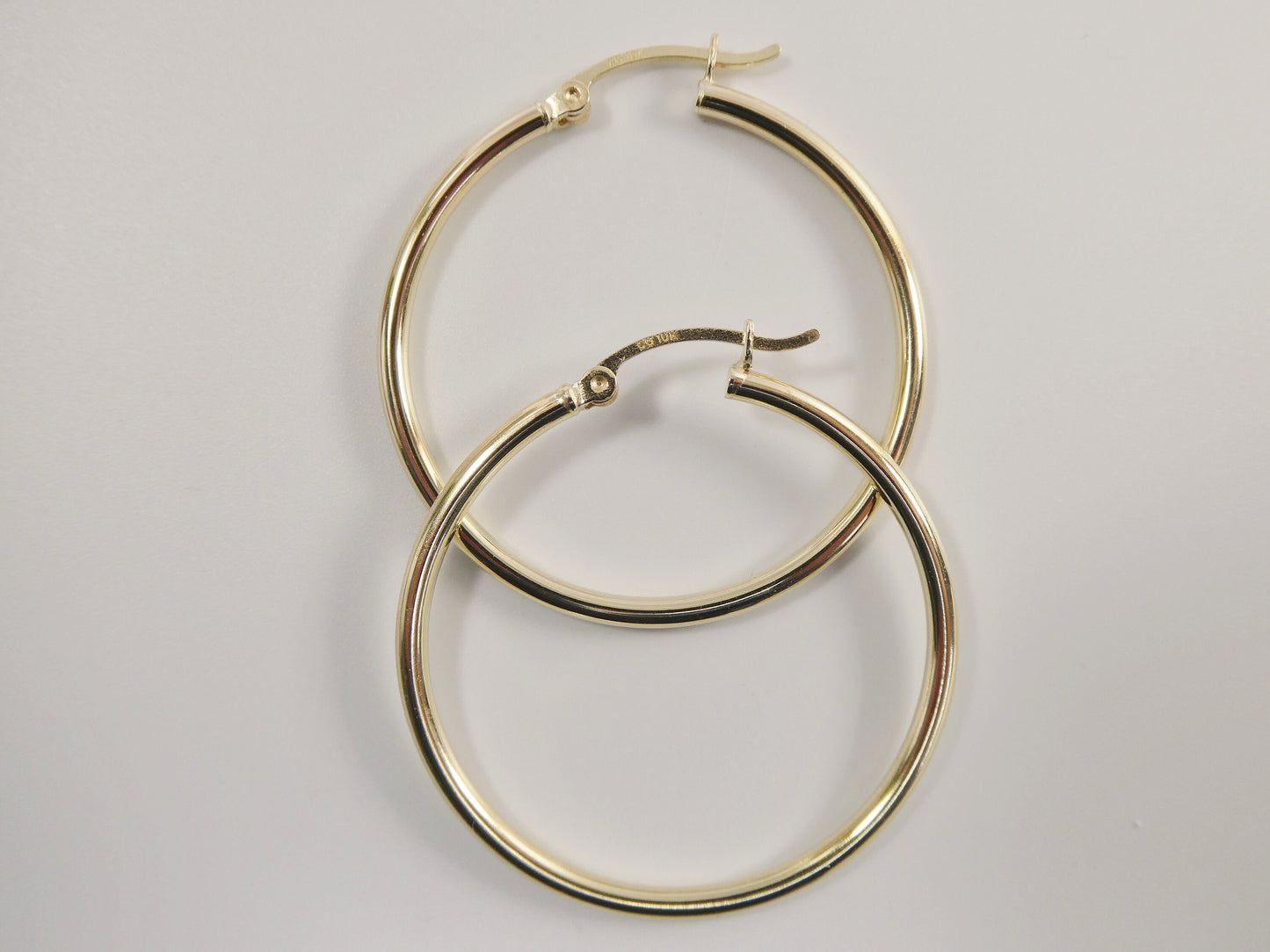 real 10k solid yellow gold plain high polish 35mm hoop earrings