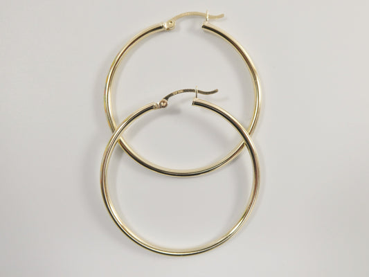 real 10k solid yellow gold plain high polish 40mm hoop earrings