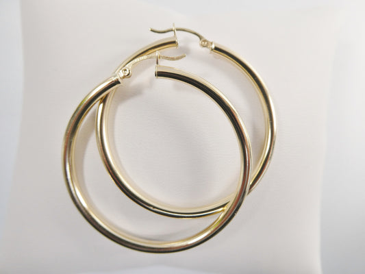 real 10k solid yellow gold plain high polish 45mm hoop huggie earrings
