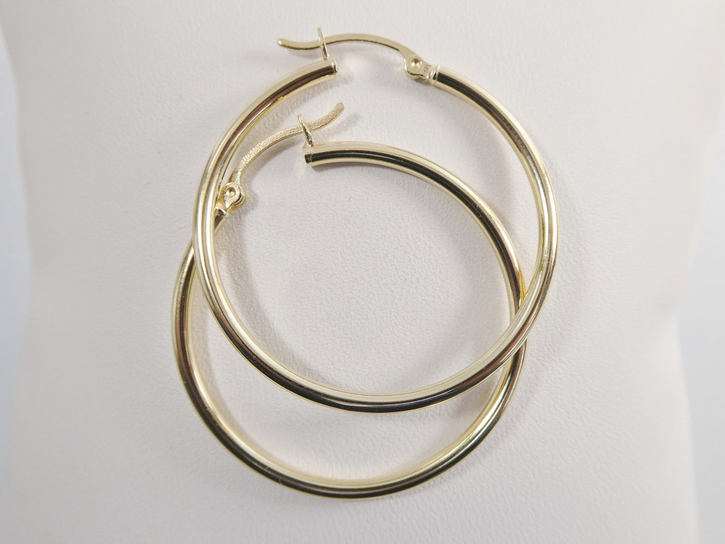 real 10k solid yellow gold plain high polish 35mm hoop earrings