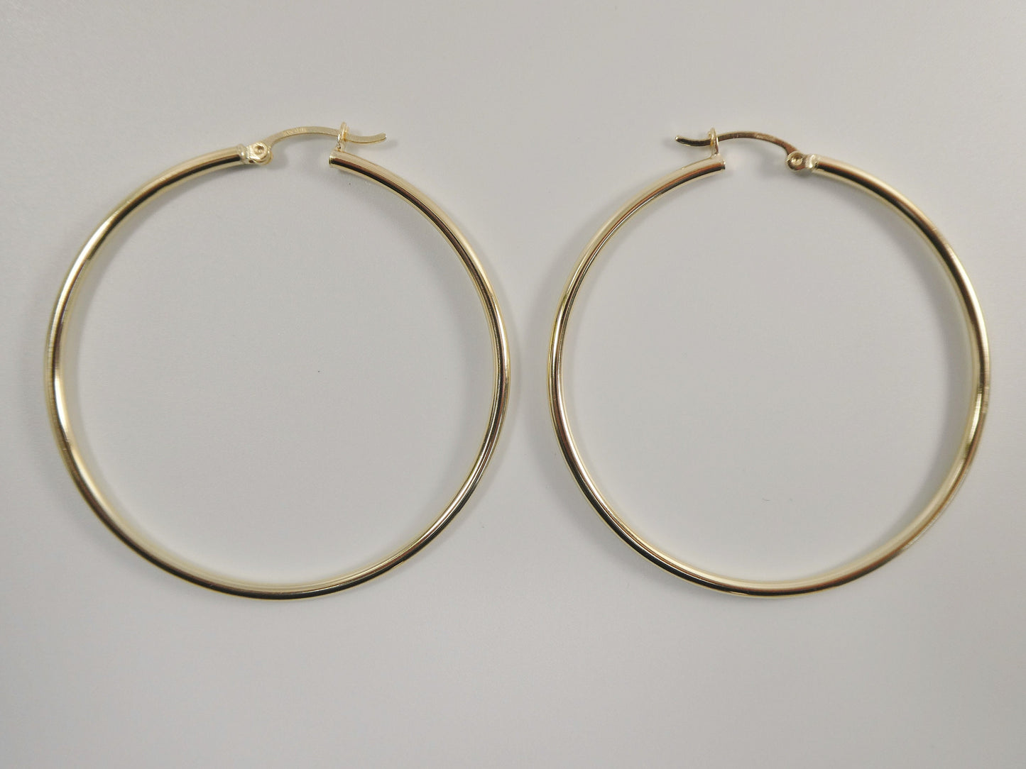 real 10k solid yellow gold plain high polish 50mm hoop earrings