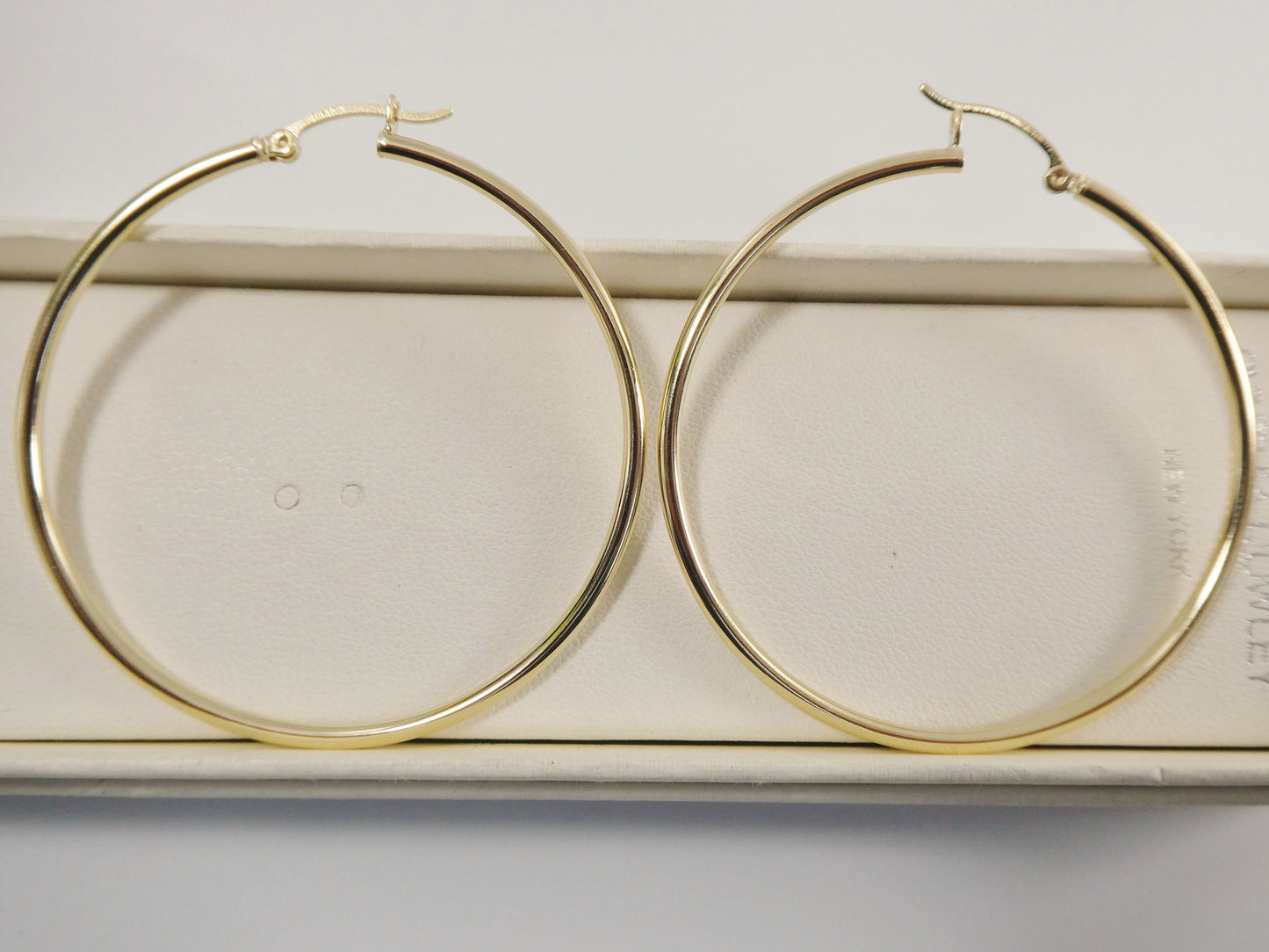 real 10k solid yellow gold plain high polish 50mm hoop earrings