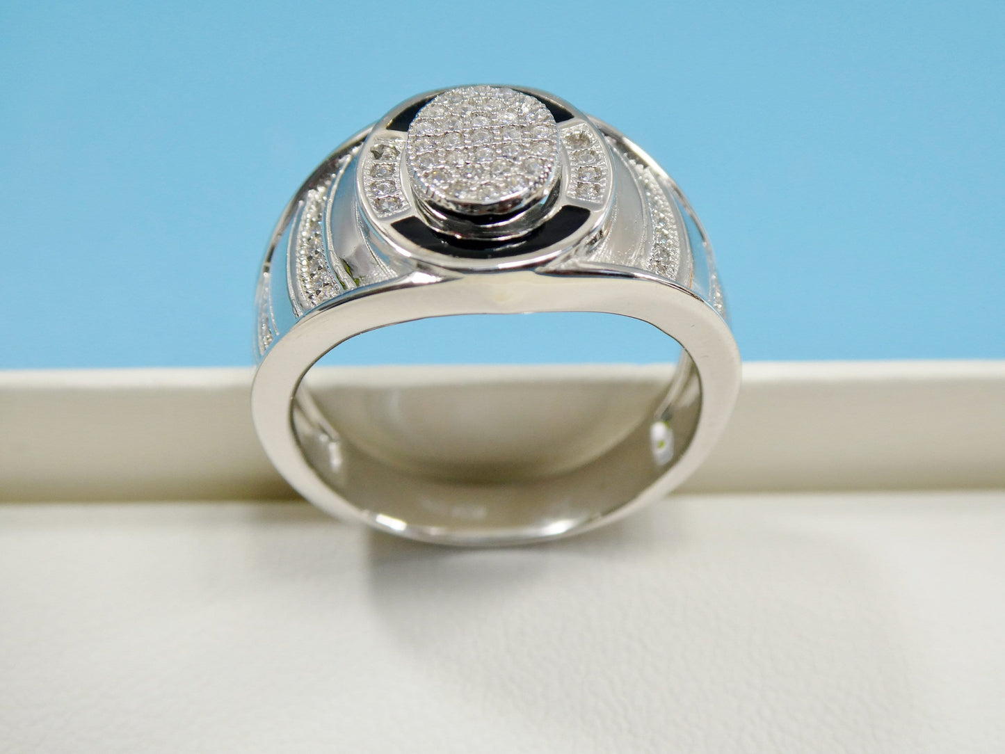 real solid 925 sterling silver men ring rhodium plating finish