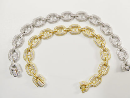 Sterling Silver Mariner Bracelet: 14k Gold Finish, 10mm Wide