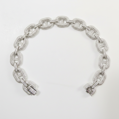 Sterling Silver Mariner Bracelet: 14k Gold Finish, 10mm Wide