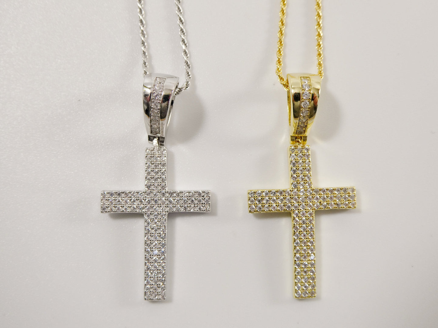 Sterling Silver Cross Pendant: 14k Gold, 18 Inch Chain