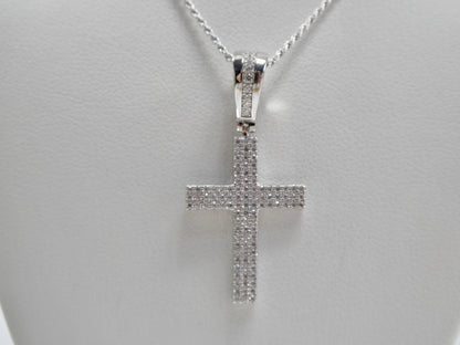 Sterling Silver Cross Pendant: 14k Gold, 18 Inch Chain