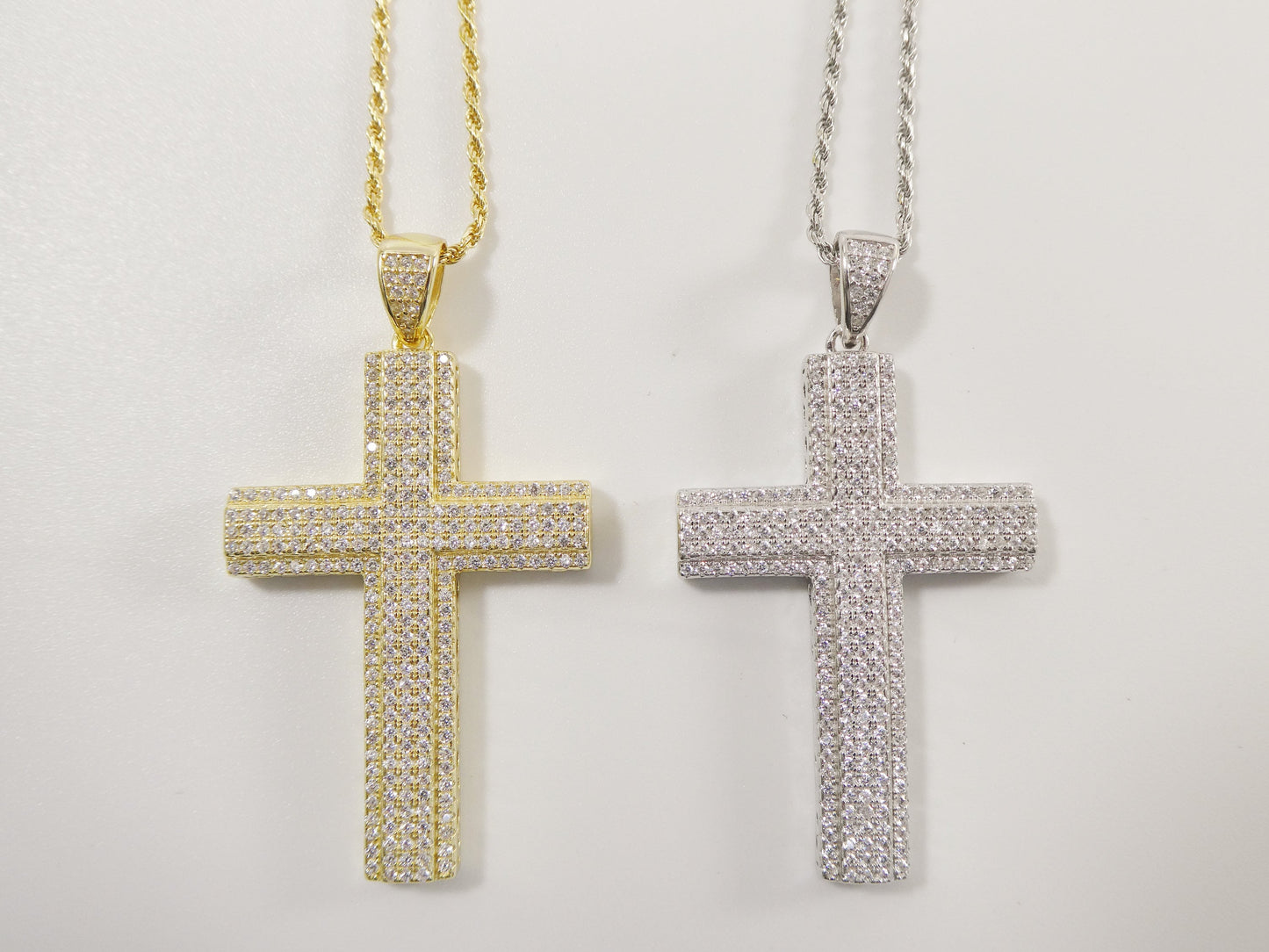 Sterling Silver Cross Pendant Necklace: 14k Gold or Silver, 18 inch