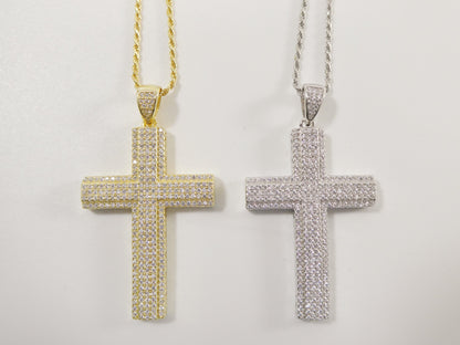 Sterling Silver Cross Pendant Necklace: 14k Gold or Silver, 18 inch