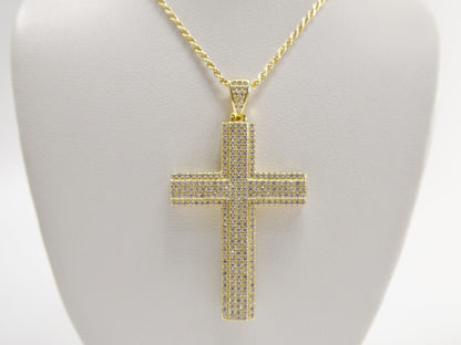 Sterling Silver Cross Pendant Necklace: 14k Gold or Silver, 18 inch