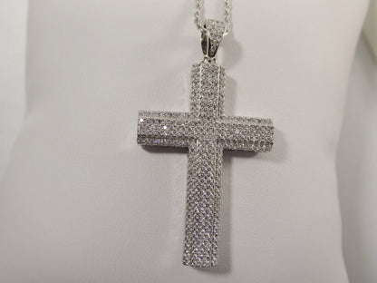 Sterling Silver Cross Pendant Necklace: 14k Gold or Silver, 18 inch