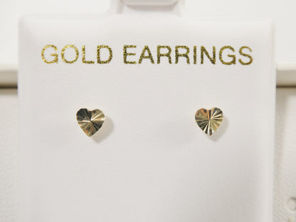 Real 10k Solid Yellow Gold TINY SMALL Heart Push Post Stud Earrings