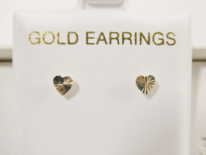 Real 10k Solid Yellow Gold TINY SMALL Heart Push Post Stud Earrings