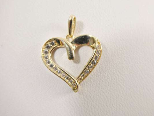 14k real solid yellow gold heart high polish charm pendent