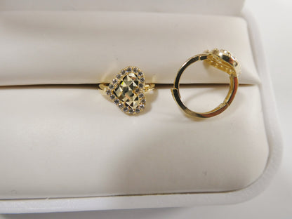 10k Real Yellow Gold Diamond Cut Heart Huggie Earrings