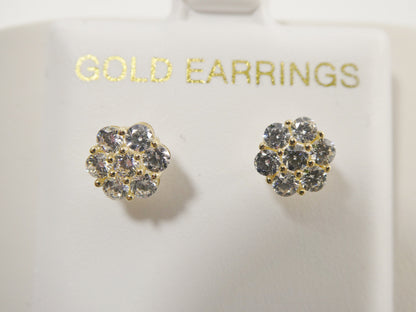 Real 10k Solid Yellow Gold 7mm Flower Push Post Stud Earrings