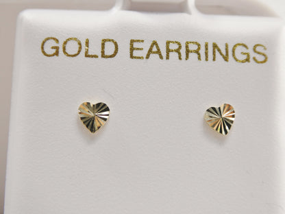 Real 10k Solid Yellow Gold TINY SMALL Heart Push Post Stud Earrings