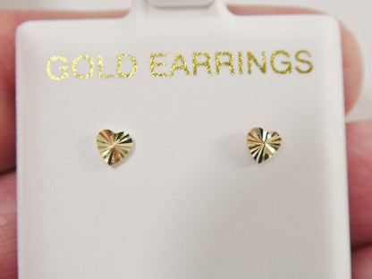 Real 10k Solid Yellow Gold TINY SMALL Heart Push Post Stud Earrings