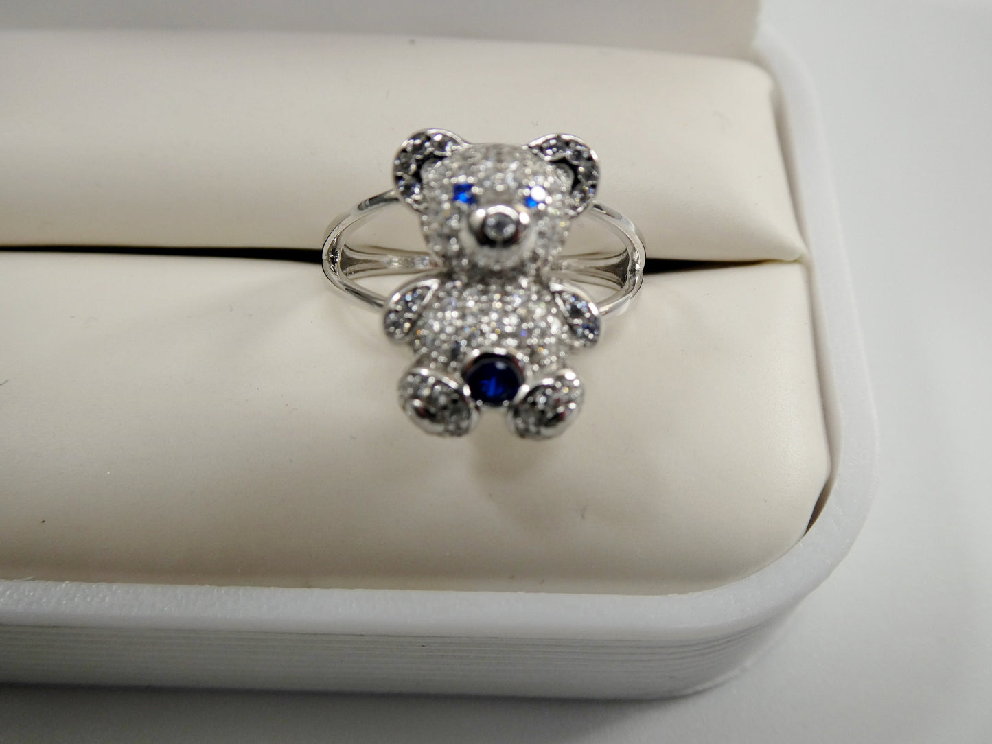 real solid 925 sterling silver teddy bear ring