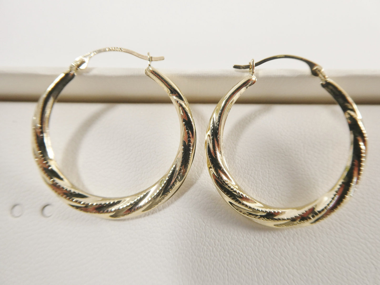10k Real Solid Yellow Gold 24.7 mm Classic Design Hoop Earrings