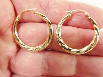 10k Real Solid Yellow Gold 24.7 mm Classic Design Hoop Earrings