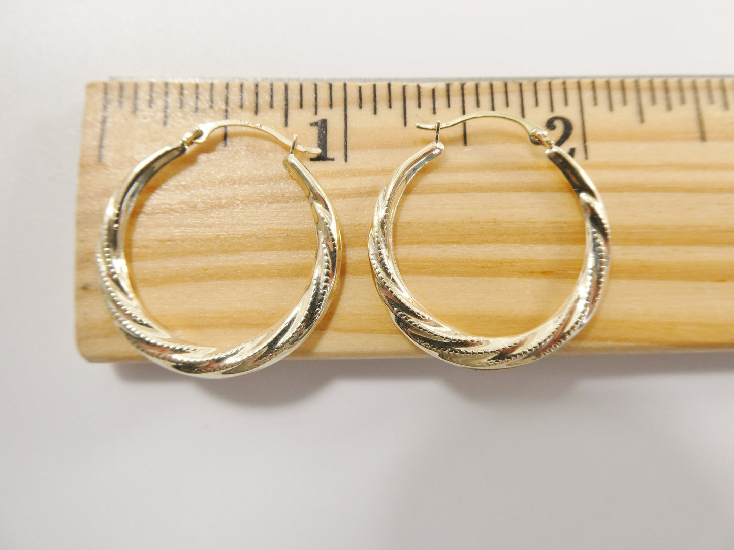 10k Real Solid Yellow Gold 24.7 mm Classic Design Hoop Earrings