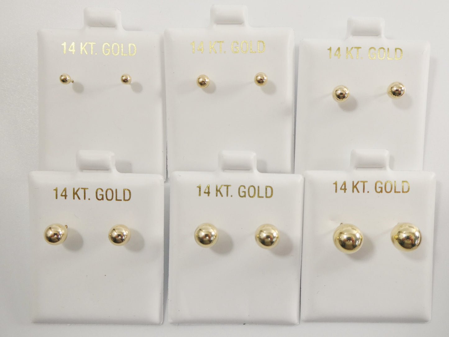 14k Solid Yellow Gold High Polish Screw Post Ball Earrings