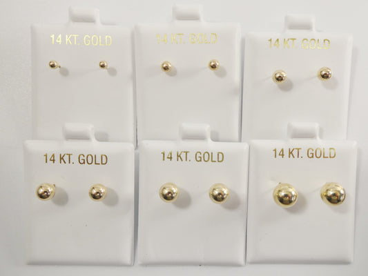 14k solid yellow gold high polish screw post ball earrings