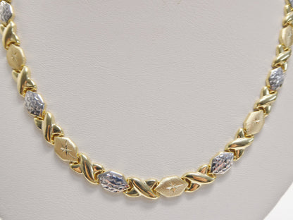 Sterling Silver XOXO Necklace: Two-Tone 14k Gold Finish