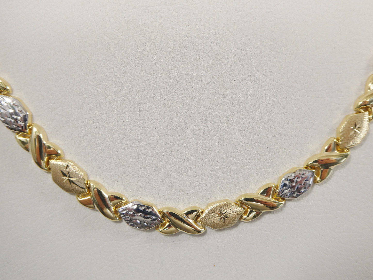 Sterling Silver XOXO Necklace: Two-Tone 14k Gold Finish