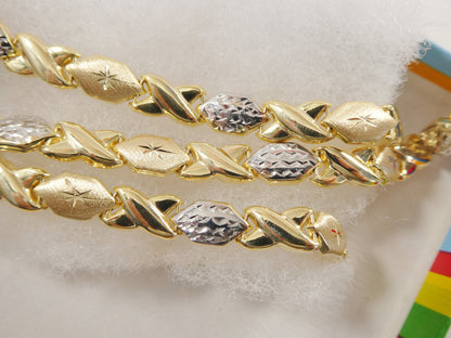 Sterling Silver XOXO Necklace: Two-Tone 14k Gold Finish