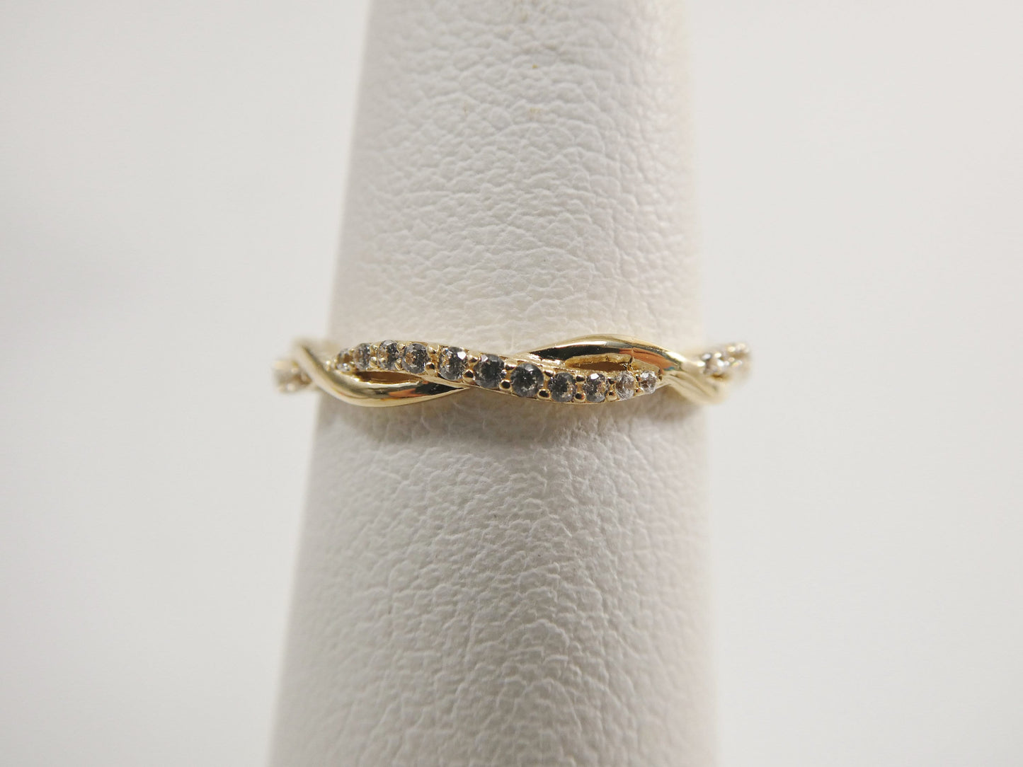 real 14k solid yellow gold women's classic micro pave setting pinky ring