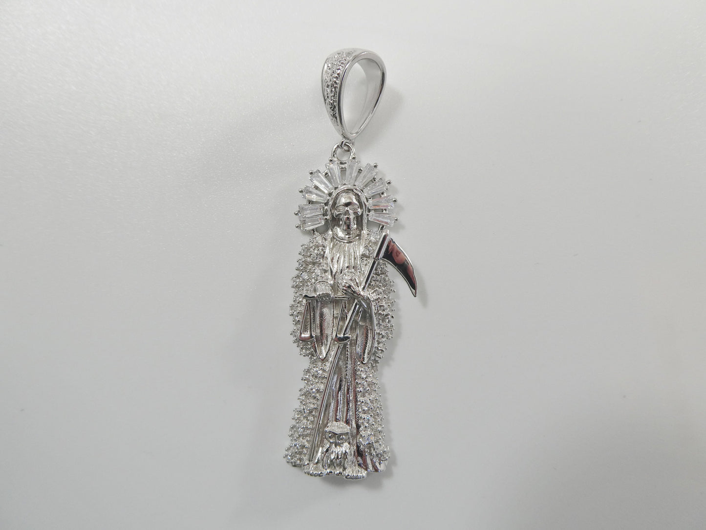 real 925 sterling silver large santa muerte pendent charm