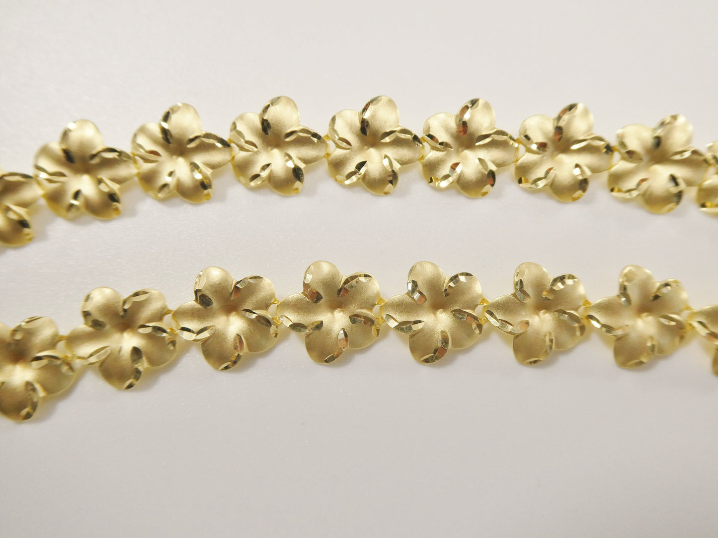 7 inch real 925 sterling silver flower 14k gold tone matt finish