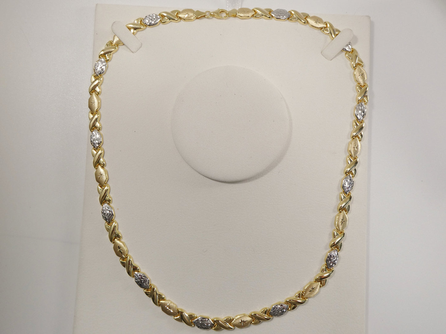 Sterling Silver XOXO Necklace: Two-Tone 14k Gold Finish