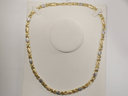 Sterling Silver XOXO Necklace: Two-Tone 14k Gold Finish
