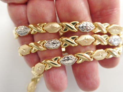Sterling Silver XOXO Necklace: Two-Tone 14k Gold Finish