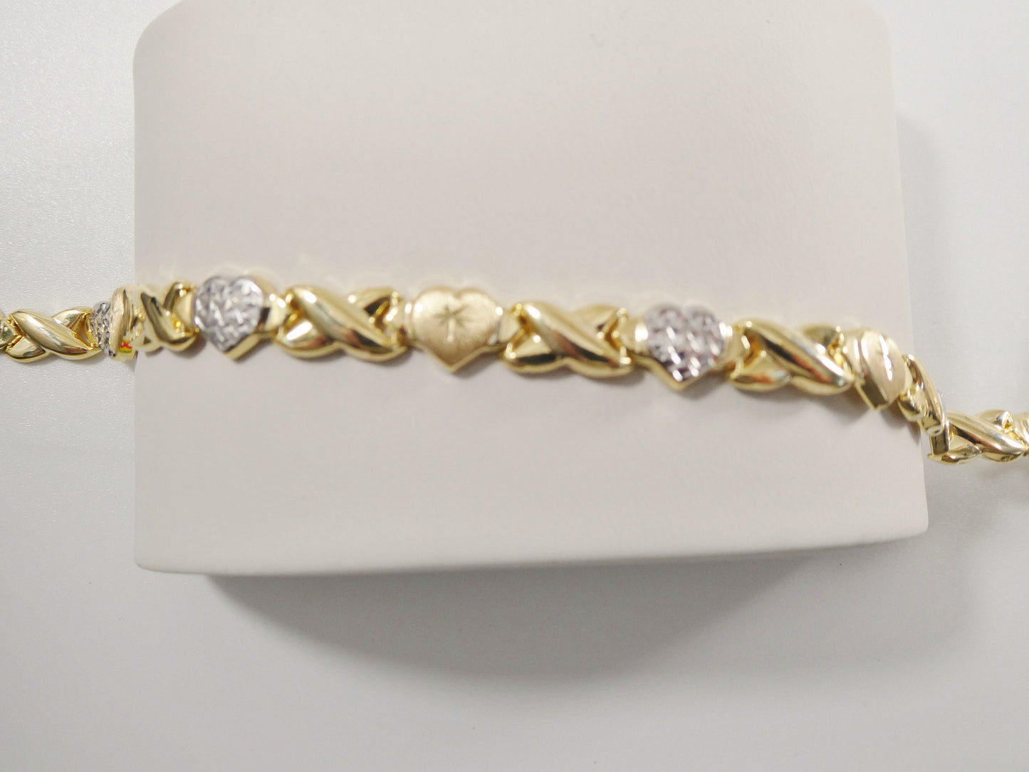 Sterling Silver XOXO Heart Necklace: Two-Tone 14k Gold Finish
