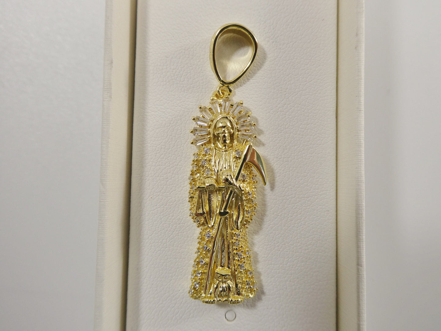 real 925 sterling silver santa muerte pendent charm