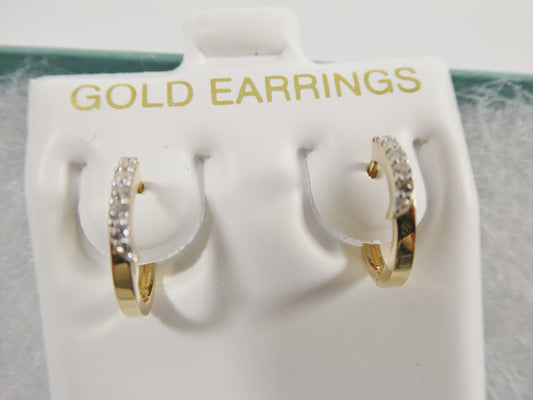 10k real yellow gold cz hoop huggie earrings daith