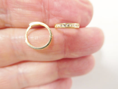 Real 10k Solid Yellow Gold CZ Earrings/Cartilage Daith Hoop Huggie Earrings