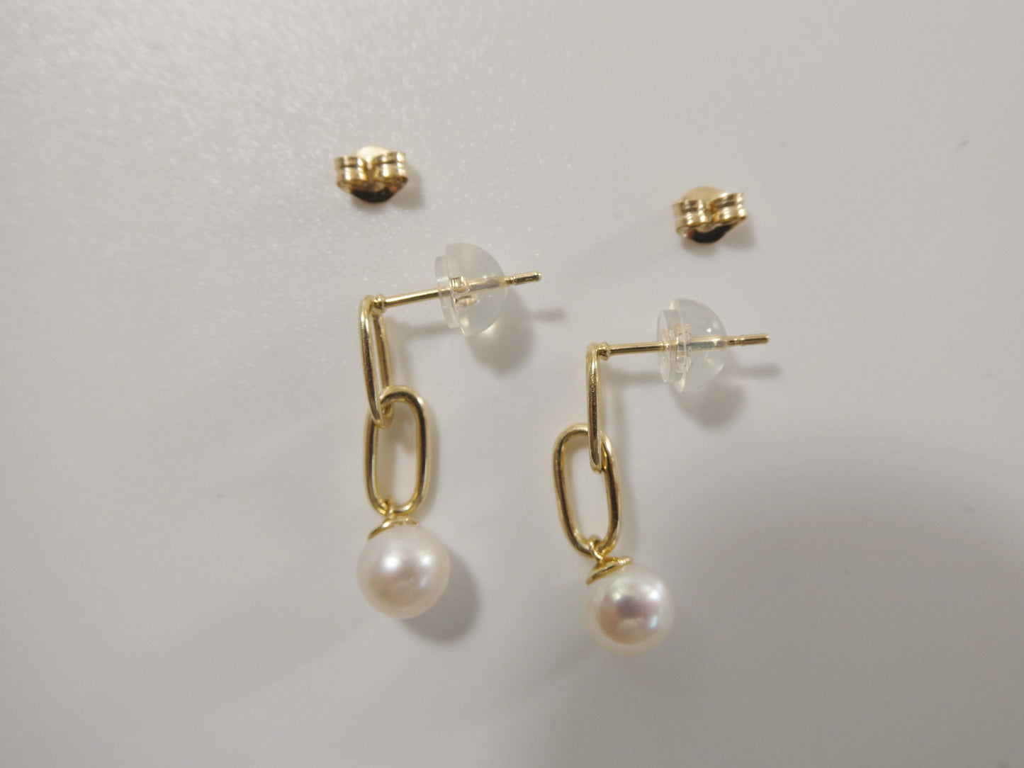 real 10k solid yellow gold freshwater cultured pearl stud earring dainty