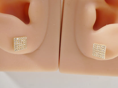 Real 10k Solid Yellow Gold Micro Fave Square Stud Earrings Dainty