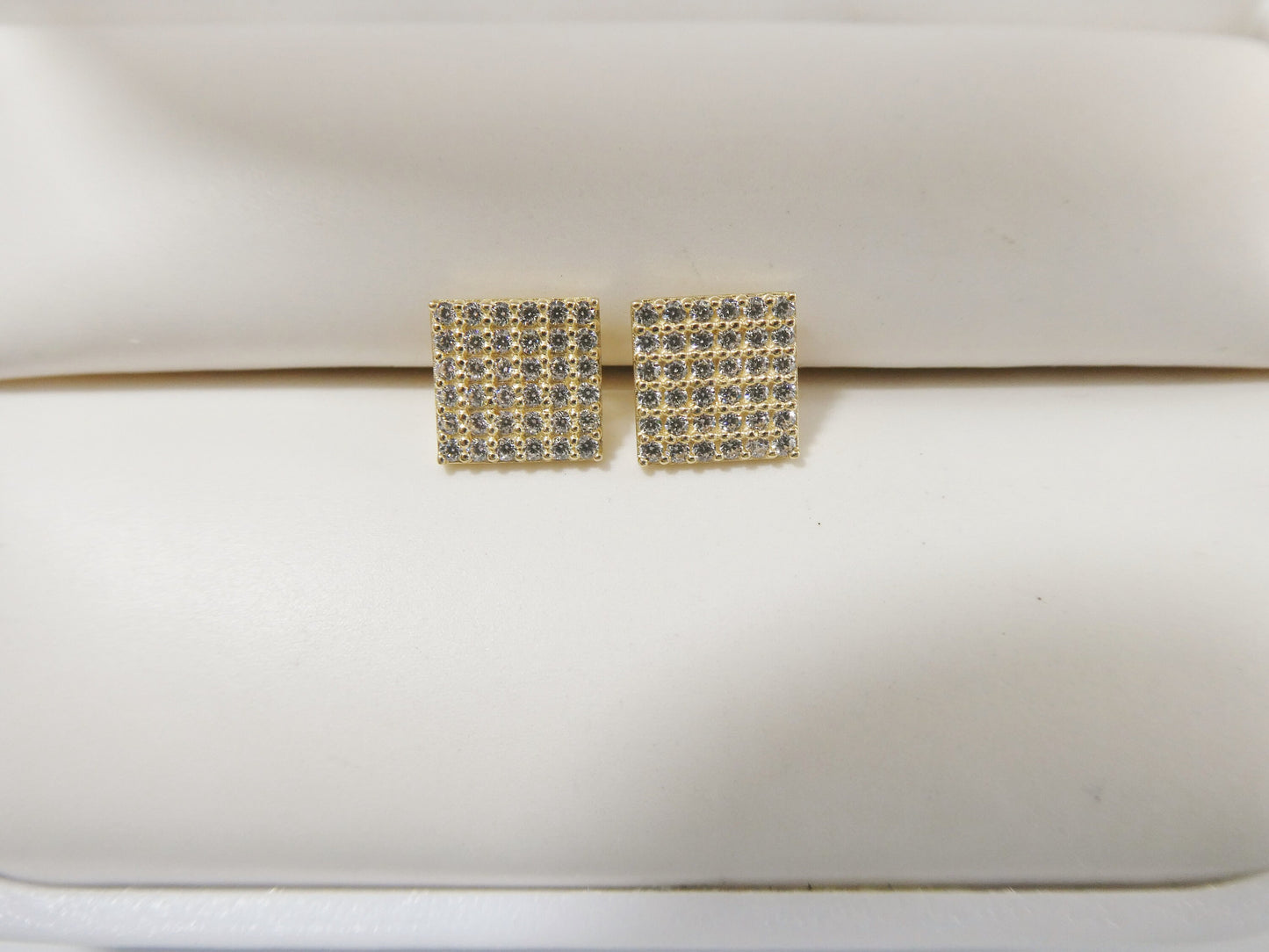 Real 10k Solid Yellow Gold Micro Fave Square Stud Earrings Dainty