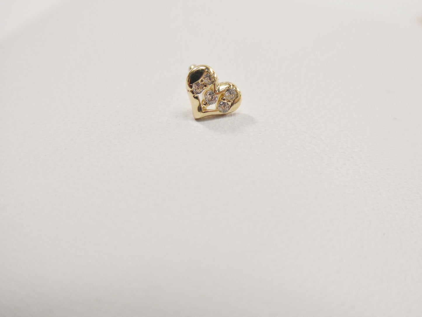 14k real solid yellow gold tiny heart stud nose ring