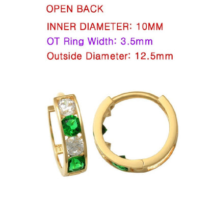 Real 10k Solid Yellow Gold Color Combination Hoop Hhuggie Earrings