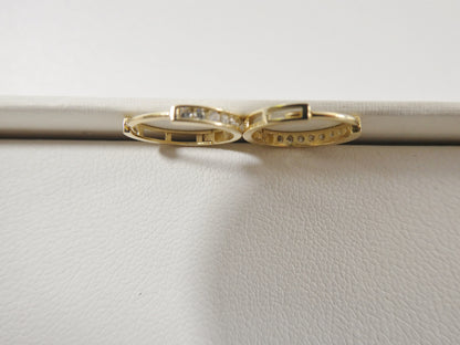 Real 10k Solid Yellow Gold CZ Earrings/Cartilage Daith Hoop Huggie Earrings