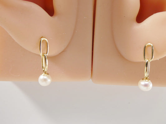 real 10k solid yellow gold freshwater cultured pearl stud earring dainty