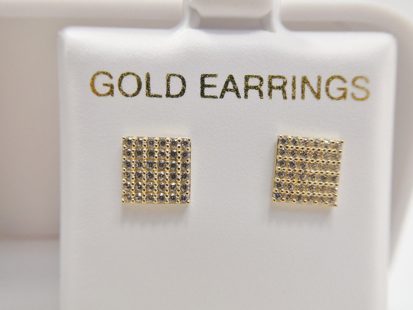 Real 10k Solid Yellow Gold Micro Fave Square Stud Earrings Dainty